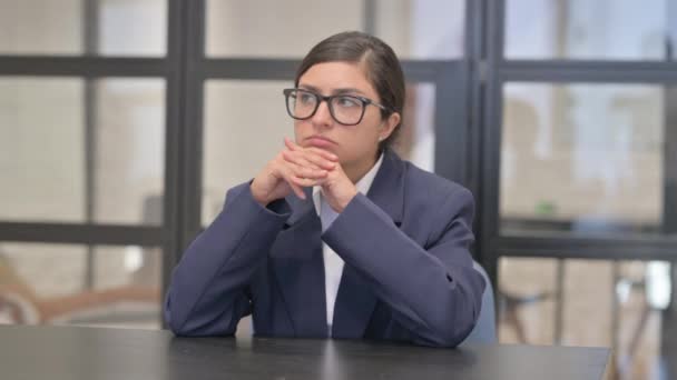 Pensive Mixed Race Businesswoman Brainstorming New Plan - Footage, Video