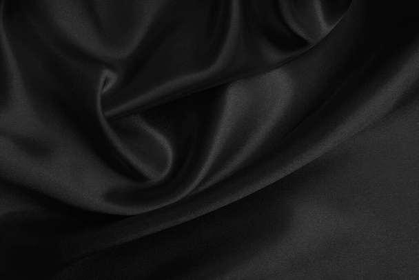 Fondo de textura de tela gris negra, detalle de patrón de seda o lino. - Foto, imagen