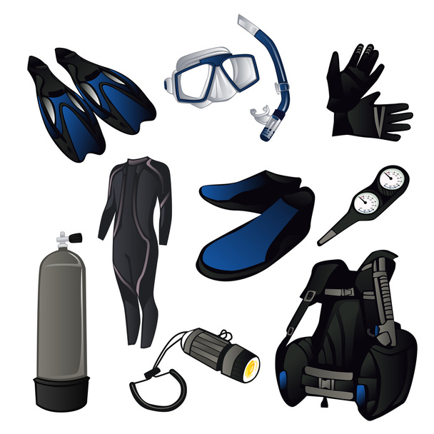 Scuba diving icons - Vector, Image