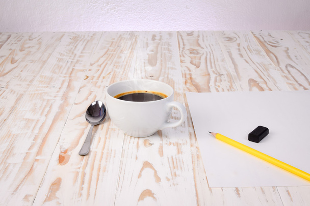 Coffee with notepad and pen - Valokuva, kuva