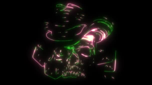 відео анімація черепа з капелюхом і покерним тузом - Кадри, відео