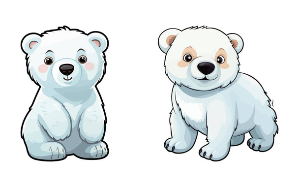 Due orsi polari seduti fianco a fianco - Vettoriali, immagini