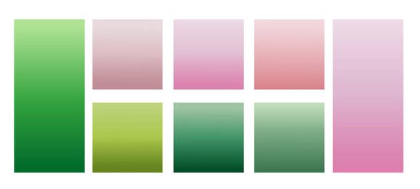 Conjunto de fondos de gradiente. Verde y rosa son colores de moda de verano. Para diseño gráfico. Ilustración vectorial - Vector, imagen