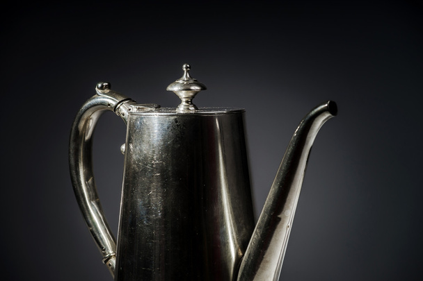Retro steel teapot. Vintage style in interior decor  - Photo, image