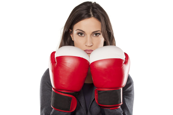 Boxing business woman - Foto, Imagen