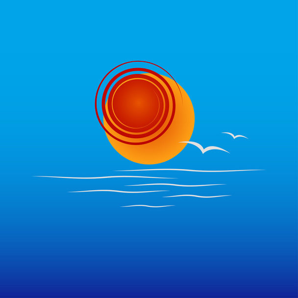 Zonsondergang op zee - Vector, afbeelding