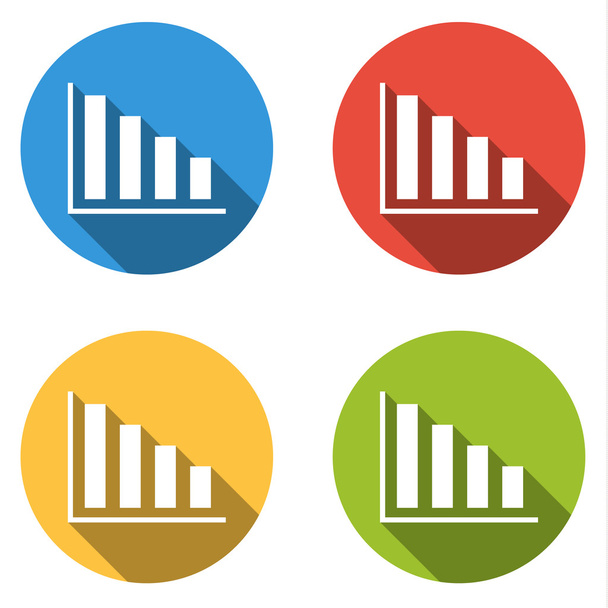 Collection of 4 isolated flat buttons (icons) for graph - Διάνυσμα, εικόνα