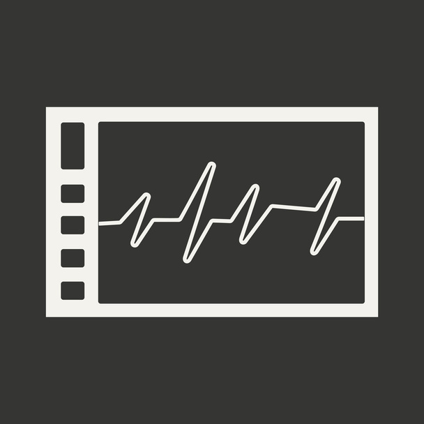 Flat in black and white mobile application cardiogram - Vector, Image