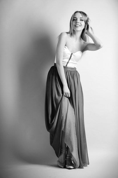 Expressive young model, black and white photo - Valokuva, kuva