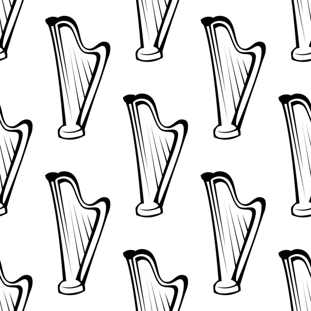 Harfu hudební nástroj bezešvé vzor - Vektor, obrázek