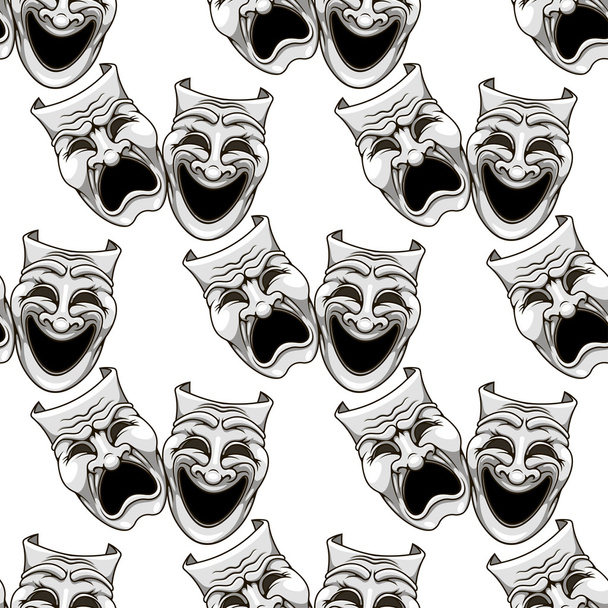 Cartoon theater masks seamless pattern - Vector, Image
