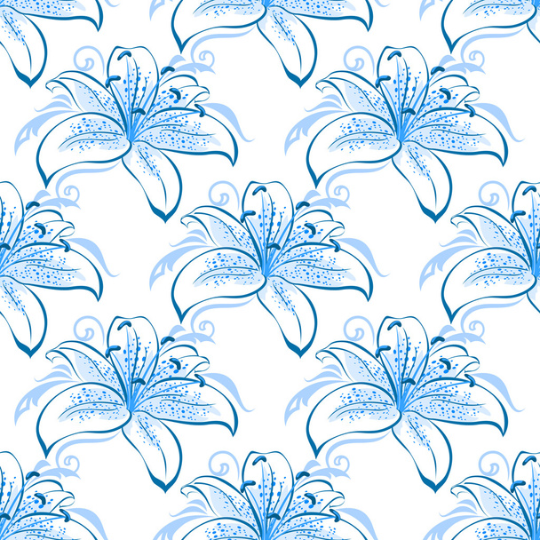 Modello senza cuciture floreale giglio azzurro
 - Vettoriali, immagini