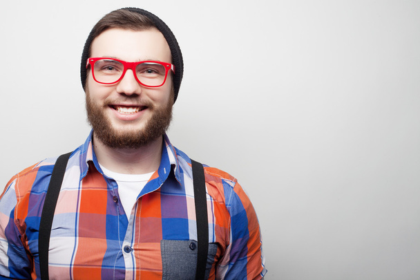 Young bearded hipster man - Zdjęcie, obraz