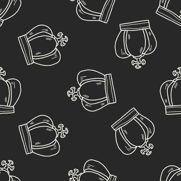 crown doodle seamless pattern background - Vector, Image