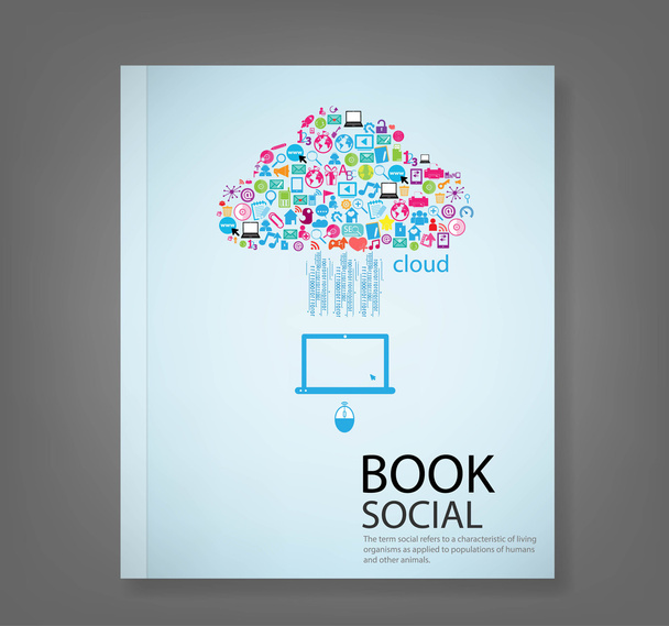 projekt szablonu raportu chmura z sieci społecznej ikony deseń - Zdjęcie, obraz