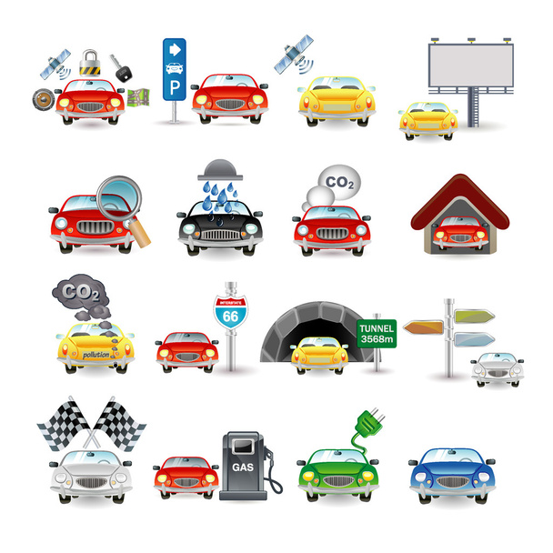 Conjunto de iconos de coches
 - Vector, Imagen