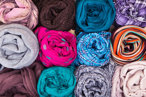 Accessoire - sjaals - verschillende texturen en kleuren - Foto, afbeelding