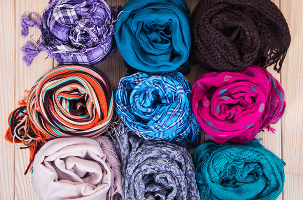 Accessoire - sjaals - verschillende texturen en kleuren - Foto, afbeelding