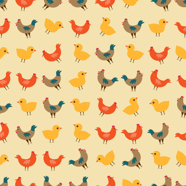 Бесшовный красочный фон из домашних птиц
 - Вектор,изображение
