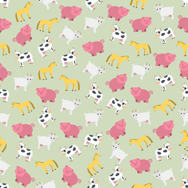 Бесшовный красочный фон из сельскохозяйственных домашних животных
 - Вектор,изображение