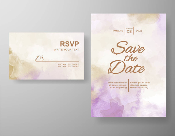 Invitación de boda con fondo acuarela abstracto - Vector, Imagen