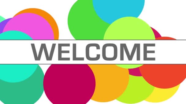 Welcome text written over background with colorful moving circles. - Footage, Video