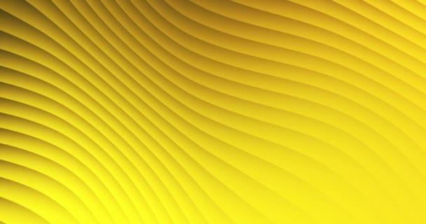 Ondas de color amarillo. Rayas de gradiente móvil con luz y sombra, fondo en bucle sin fisuras - Metraje, vídeo