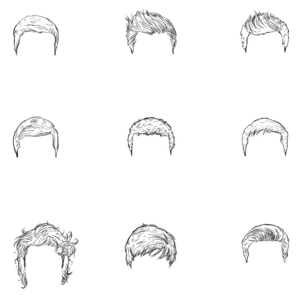 Conjunto vectorial de peinados para hombre de boceto
 - Vector, imagen