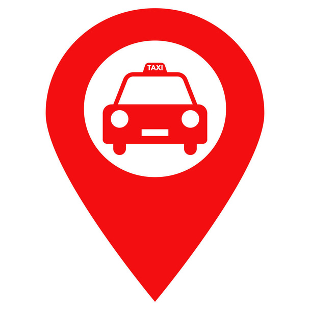 Ícone de localização de táxi. Mapa ponteiro com ícone de táxi. Taxi parar vetor ícone de localização - Vetor, Imagem