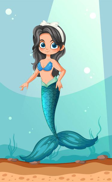 Vector illustration of a mermaid underwater with bubbles - Vector, Image