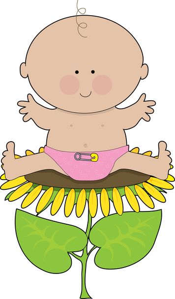 ヒマワリの赤ちゃん女の子 - ベクター画像