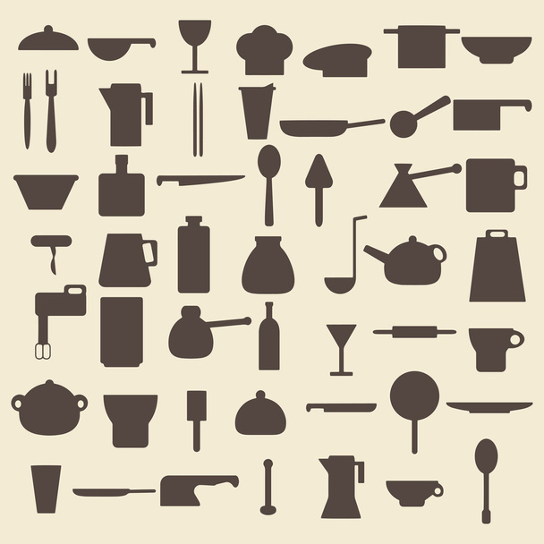 Cooking items types silhouette icons set. Perfect for web design vector illustration. Editable. - Vector, imagen
