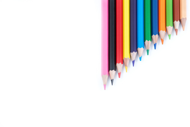 Colored pencils in a bunch of closeup - Foto, Imagem