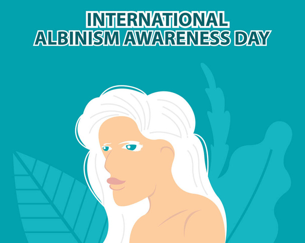 Illustration vectorielle d'une femme aux cheveux blancs, parfaite pour la journée internationale, journée de sensibilisation à l'albinisme, célébration, carte de vœux, etc.. - Vecteur, image