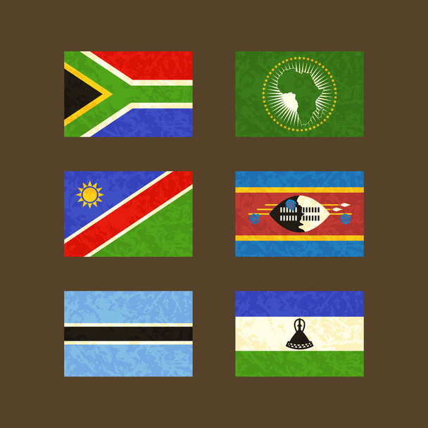 Dél-Afrika, Afrikai Unió, Namíbia, Szváziföld, Botswana és Lesotho zászlói - Vektor, kép
