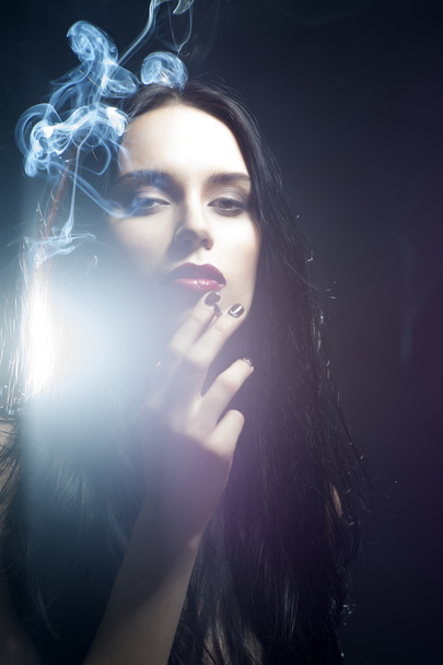 Portrait of smoking girl - Zdjęcie, obraz