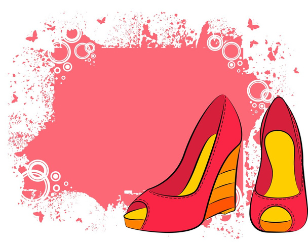 Beautiful pair of shoes with high heel - Vector, Image