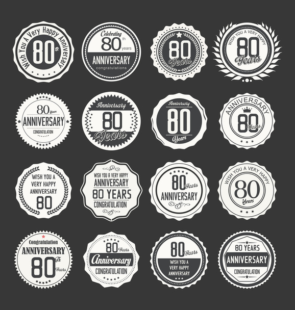 Anniversary retro badges collection - Вектор,изображение