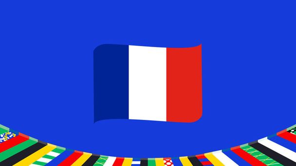 France Flag Ribbon European Nations 2024 Teams Countries European Germany Football Symbol Logo Design Vector Illustration - Vector, Image