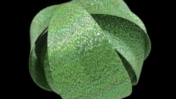 Kiváló 3D digitális művészet egy ragyogó zöld virág csillogó irizáló szirmok és egy élénk kék mag, meg egy fekete háttér - Felvétel, videó