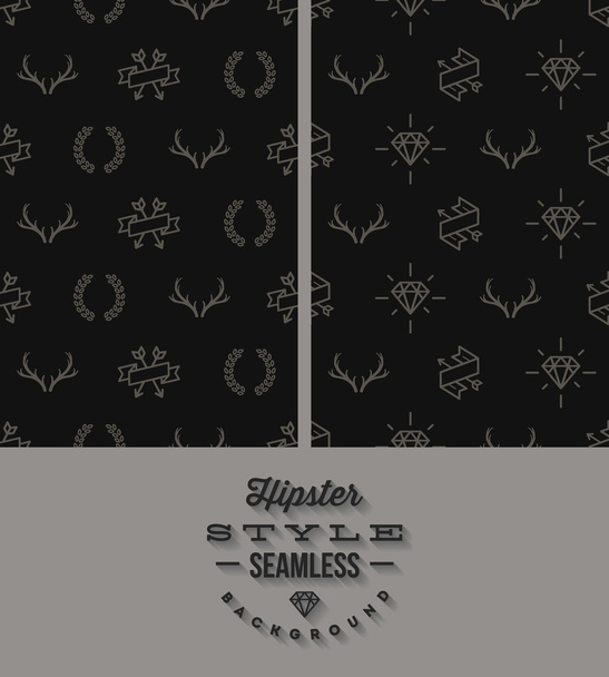 Illustration vectorielle - deux arrière-plan sans couture de style hipster noir
 - Vecteur, image