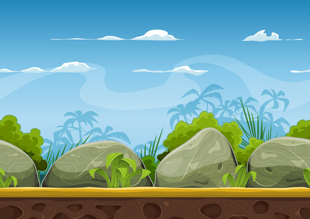 Безшовний тропічний пляжний ландшафт для гри Ui
 - Вектор, зображення