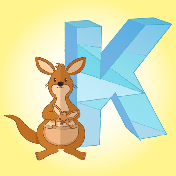 K alfabet en kangoeroe pictogram geweldig voor elk gebruik. Vector Eps10. - Vector, afbeelding