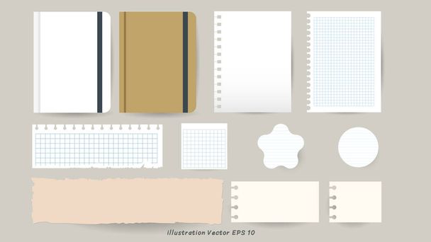 Sada podšívky bílé, bloky papíru přilepené lepicí páskou na šedém pozadí, kancelářskou vývěskou nebo informační tabulí se schůzkami, Vektorová ilustrace EPS 10 - Vektor, obrázek