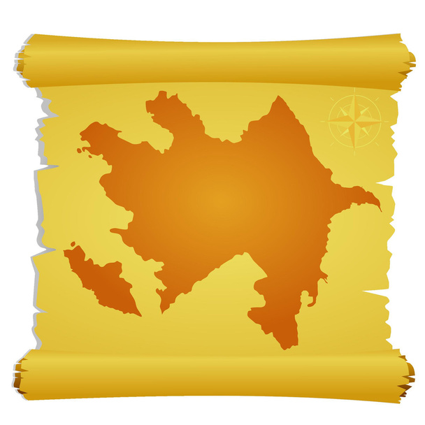 Pergamena vettoriale con una silhouette dell'Azerbaigian - Vettoriali, immagini