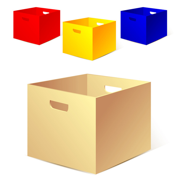 Set of cardboard colorful boxes - Vector, afbeelding
