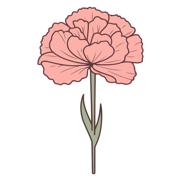 Ilustración de un icono de clavel, perfecto para proyectos florales o botánicos. - Vector, imagen