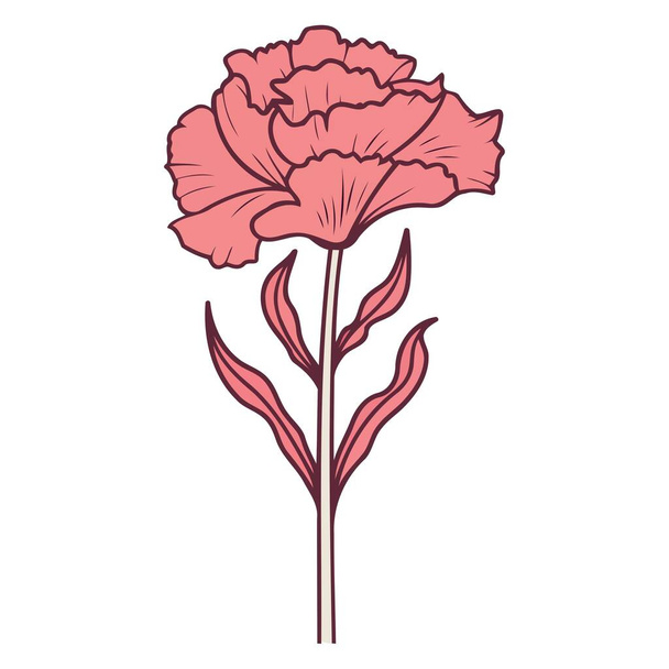 Ilustración de un icono de clavel, perfecto para proyectos florales o botánicos. - Vector, imagen