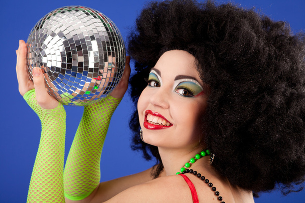 Диско девушка с диско шаром
 - Фото, изображение