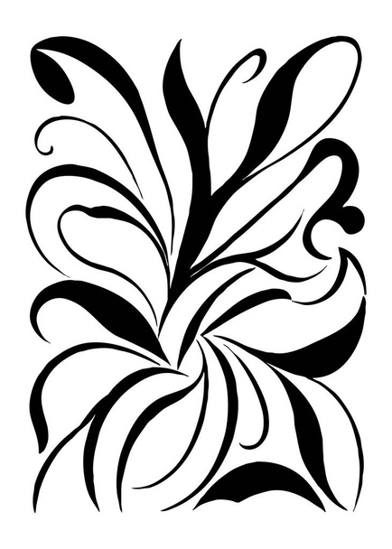 Ботанічний чорно-білий візерунок. Абстрактні форми рослин. Мінімалістична ілюстрація для друку на прикрасах стін, для використання в графіці, для татуювання. - Фото, зображення